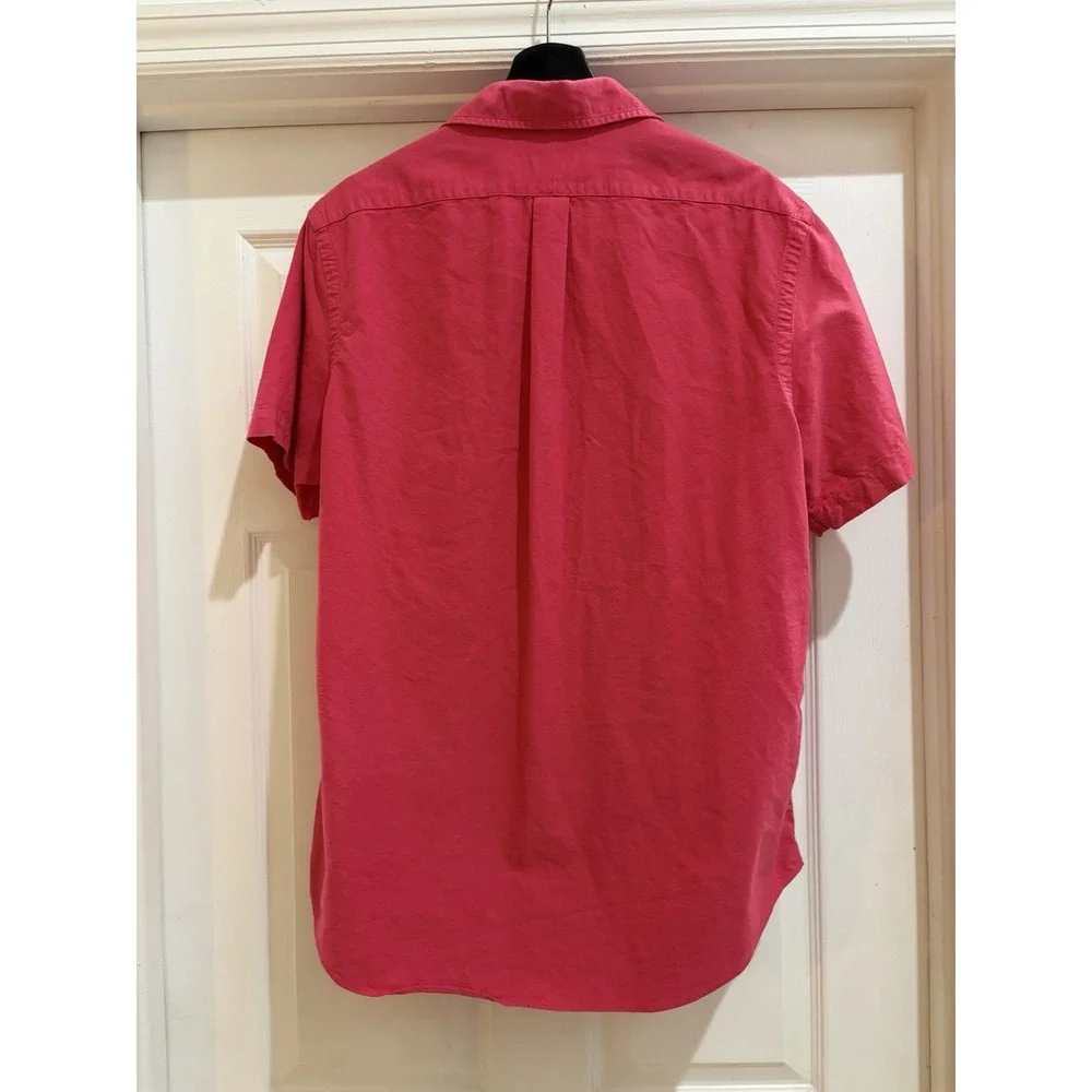 Ralph Lauren Men's Pink Short Sleeve Button Up Shirt Size Large Preppy Golf Polo